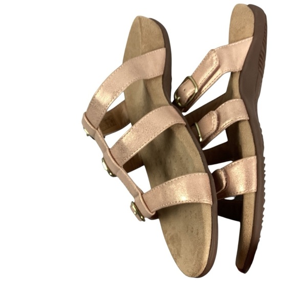 Vionic Misa Rose Gold Metallic Leather Strappy Slide Sandals Size 8 - Picture 4 of 7